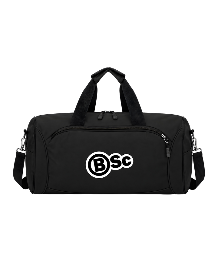BSc Training Duffle Bag in Black, front view with zip pocket
