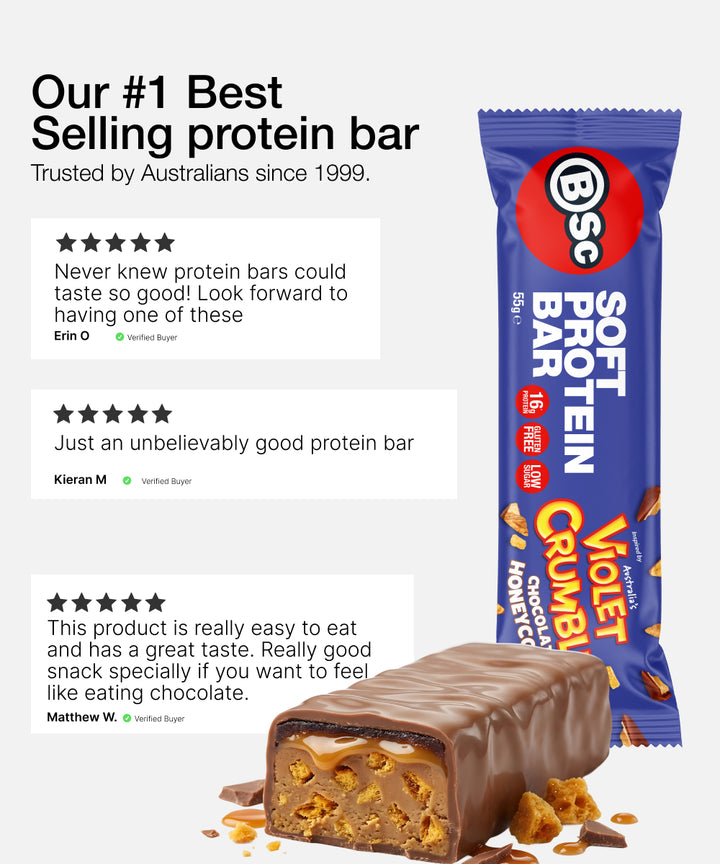 BSc x Violet Crumble Soft Protein Bar 12 Pack